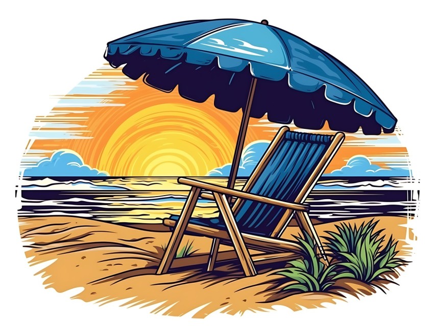 Beach Illustrations Pop Art Sea Vector Summer (28)