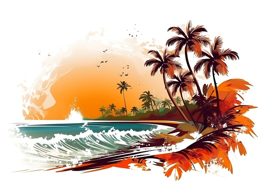 Beach Illustrations Pop Art Sea Vector Summer (29)