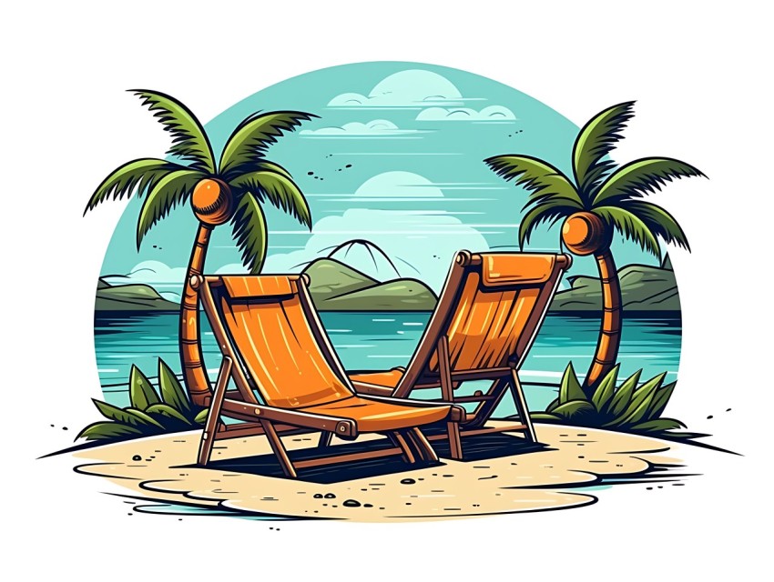 Beach Illustrations Pop Art Sea Vector Summer (31)