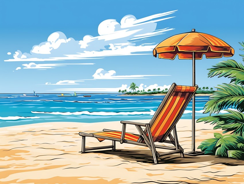 Beach Illustrations Pop Art Sea Vector Summer (47)