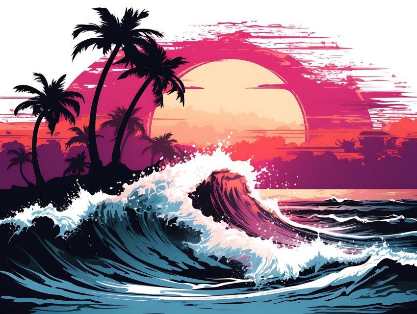Beach Illustrations Pop Art Sea Vector Summer (8)