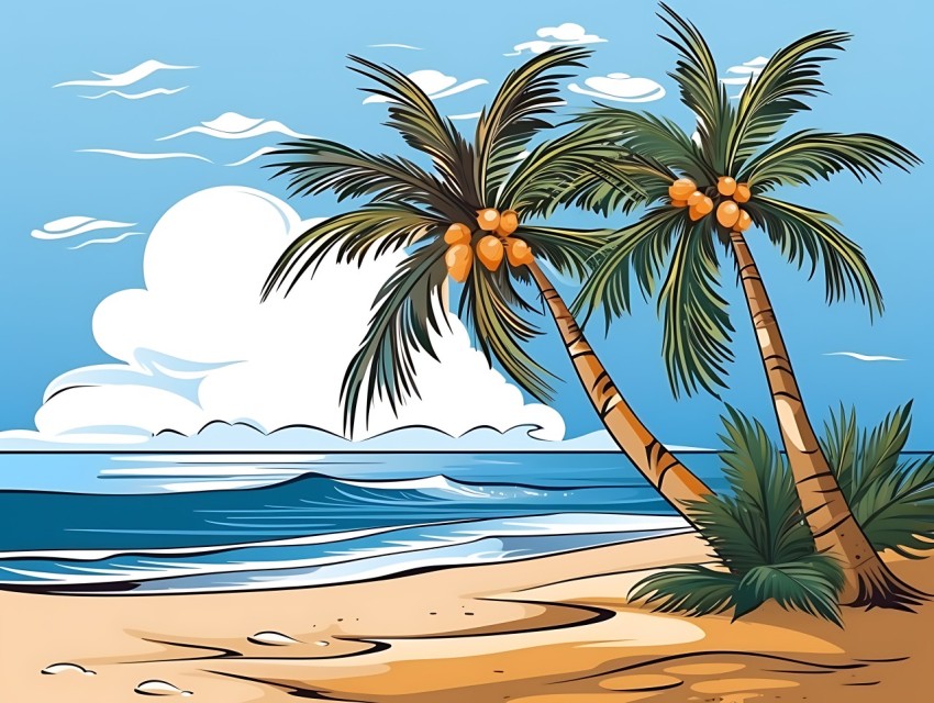 Beach Illustrations Pop Art Sea Vector Summer (104)