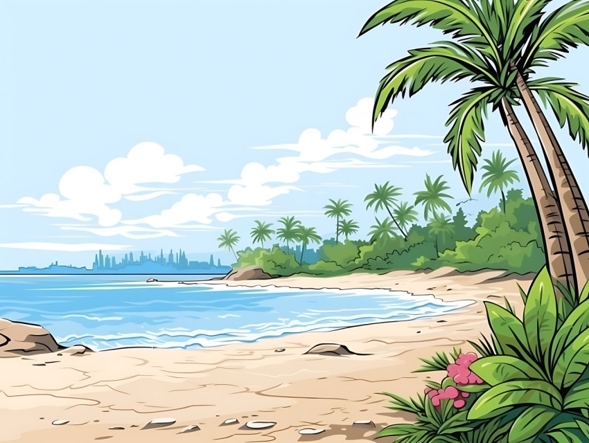 Beach Illustrations Pop Art Sea Vector Summer (155)