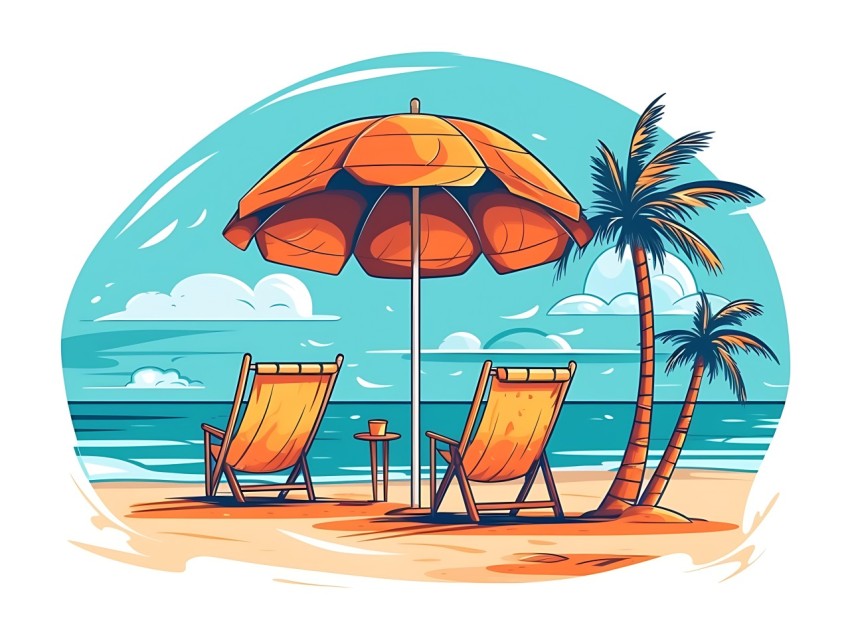 Beach Illustrations Pop Art Sea Vector Summer (233)
