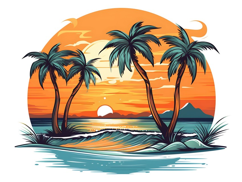 Beach Illustrations Pop Art Sea Vector Summer (230)