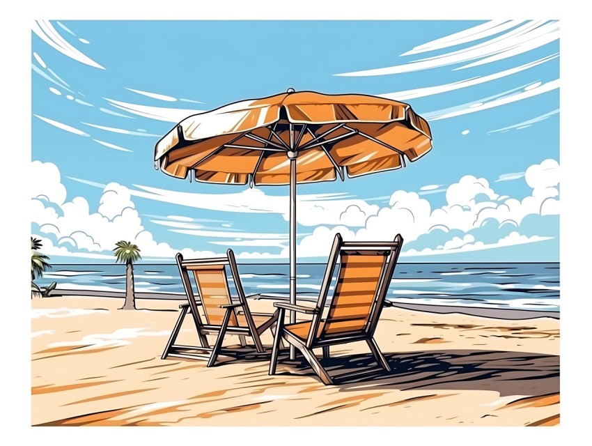 Beach Illustrations Pop Art Sea Vector Summer (225)