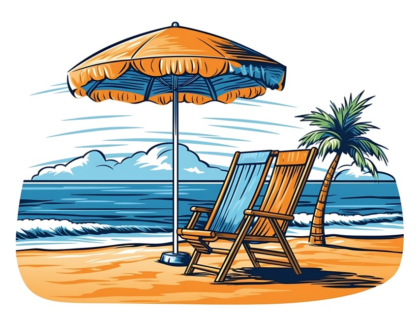Beach Illustrations Pop Art Sea Vector Summer (235)