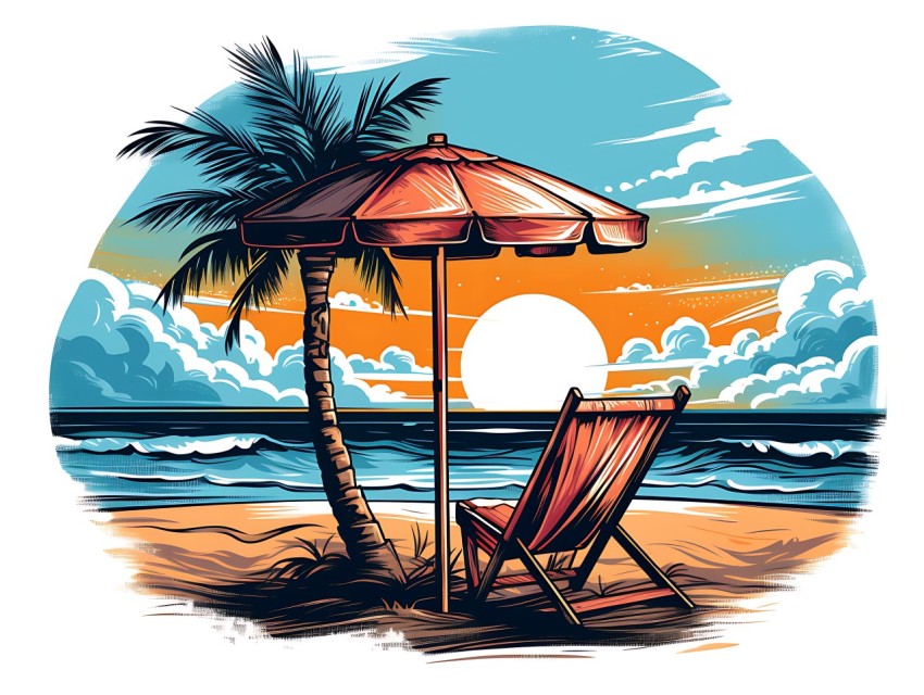Beach Illustrations Pop Art Sea Vector Summer (216)
