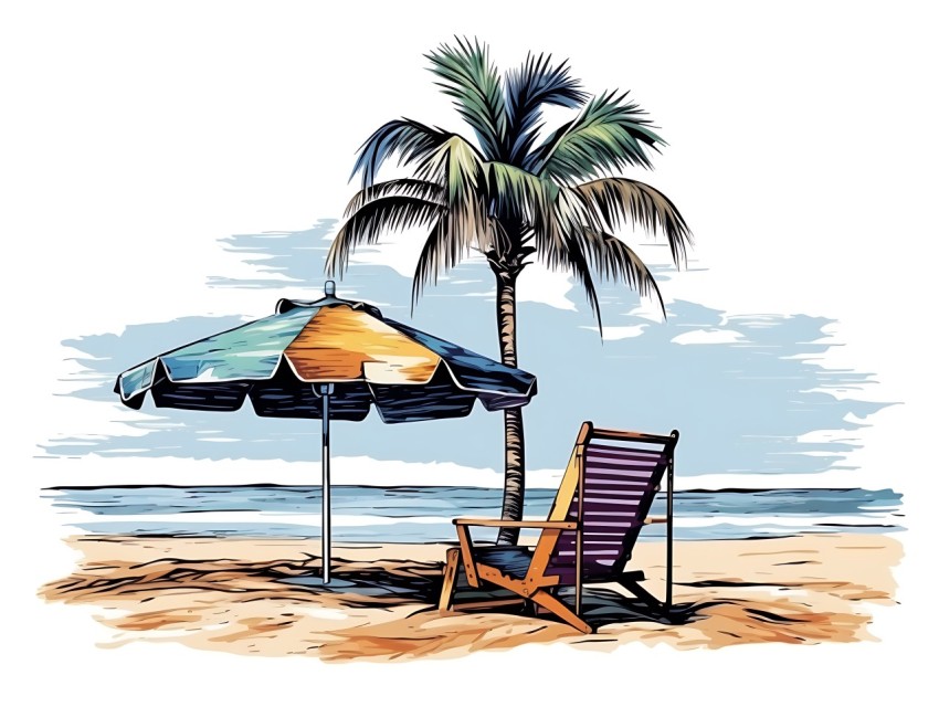 Beach Illustrations Pop Art Sea Vector Summer (266)