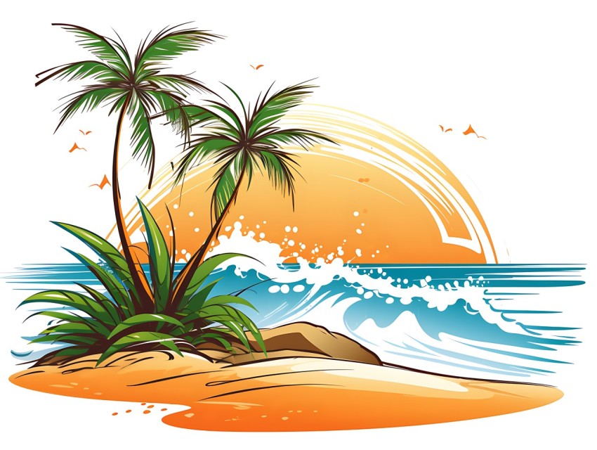Beach Illustrations Pop Art Sea Vector Summer (251)