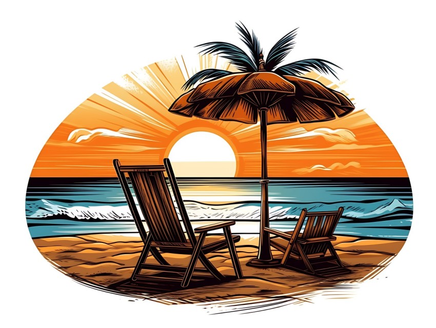 Beach Illustrations Pop Art Sea Vector Summer (263)