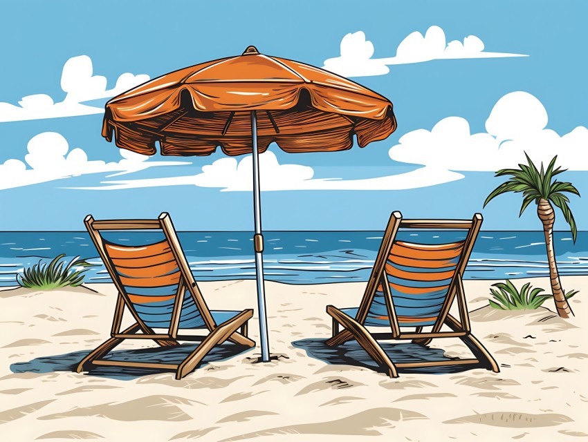 Beach Illustrations Pop Art Sea Vector Summer (257)