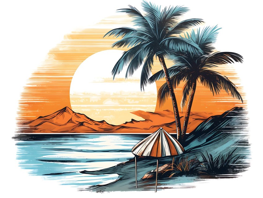 Beach Illustrations Pop Art Sea Vector Summer (276)