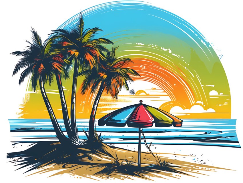 Beach Illustrations Pop Art Sea Vector Summer (283)