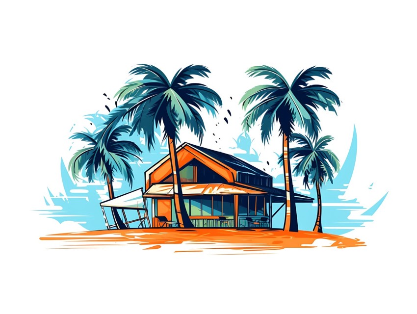 Beach Illustrations Pop Art Sea Vector Summer (301)