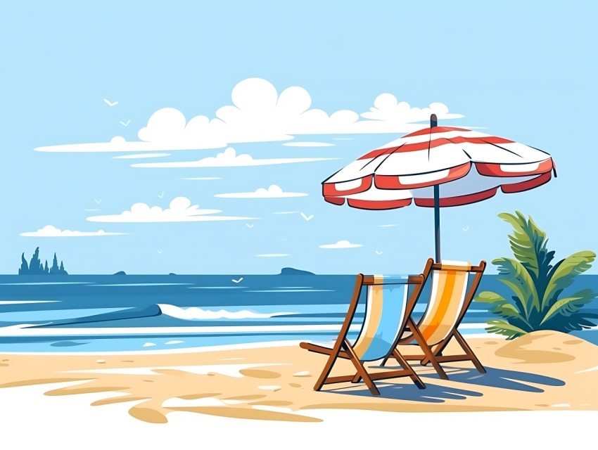Beach Illustrations Pop Art Sea Vector Summer (306)