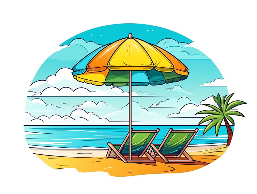 Beach Illustrations Pop Art Sea Vector Summer (304)