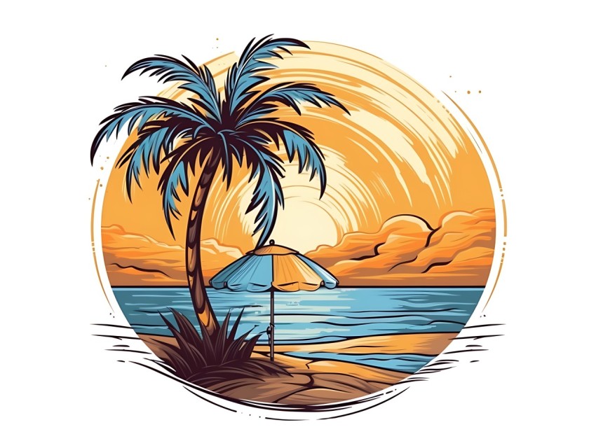 Beach Illustrations Pop Art Sea Vector Summer (312)