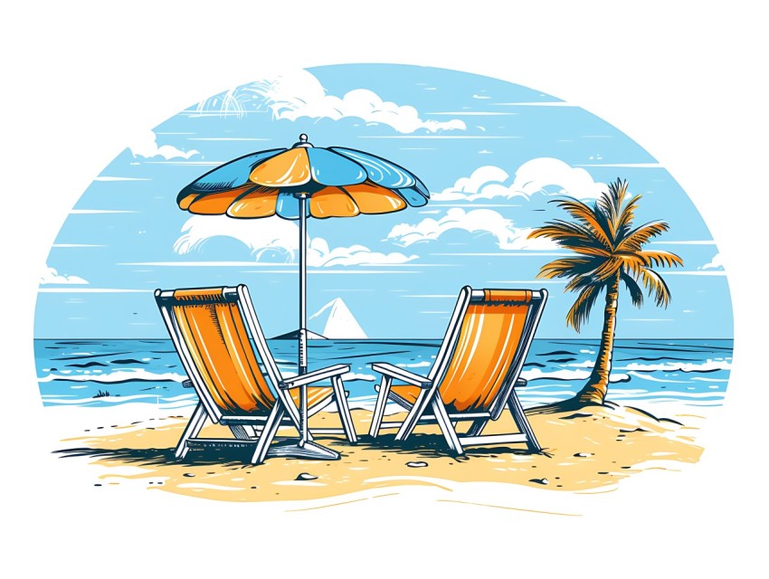 Beach Illustrations Pop Art Sea Vector Summer (337)