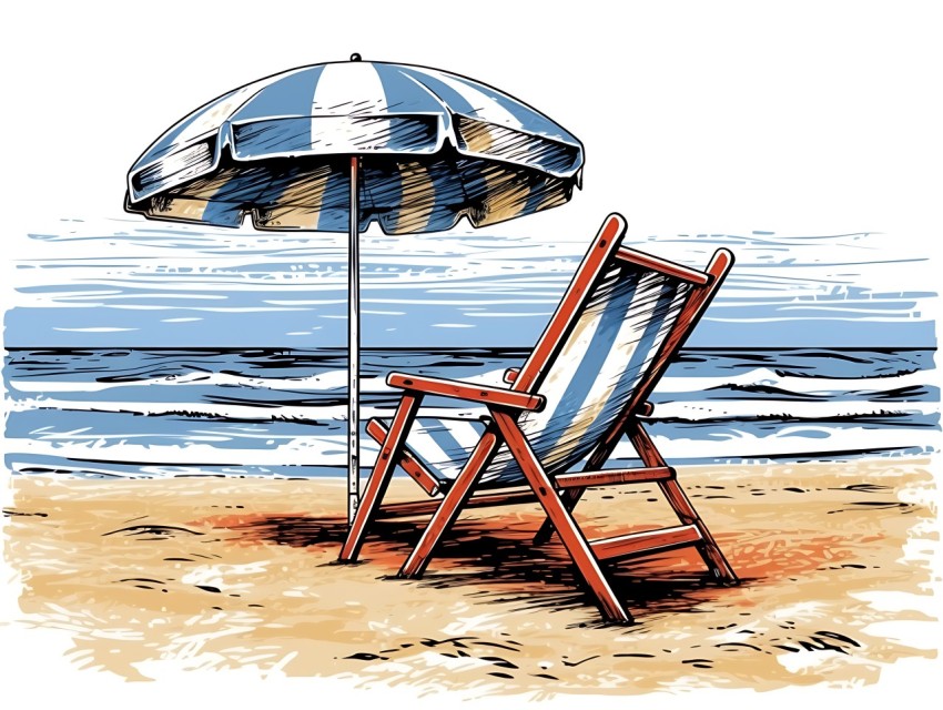 Beach Illustrations Pop Art Sea Vector Summer (340)