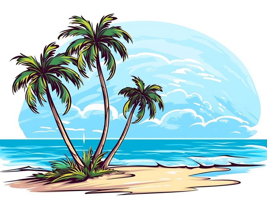 Beach Illustrations Pop Art Sea Vector Summer (334)
