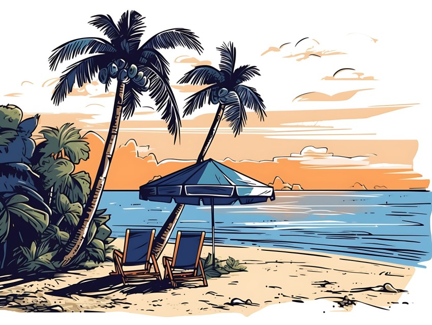 Beach Illustrations Pop Art Sea Vector Summer (320)