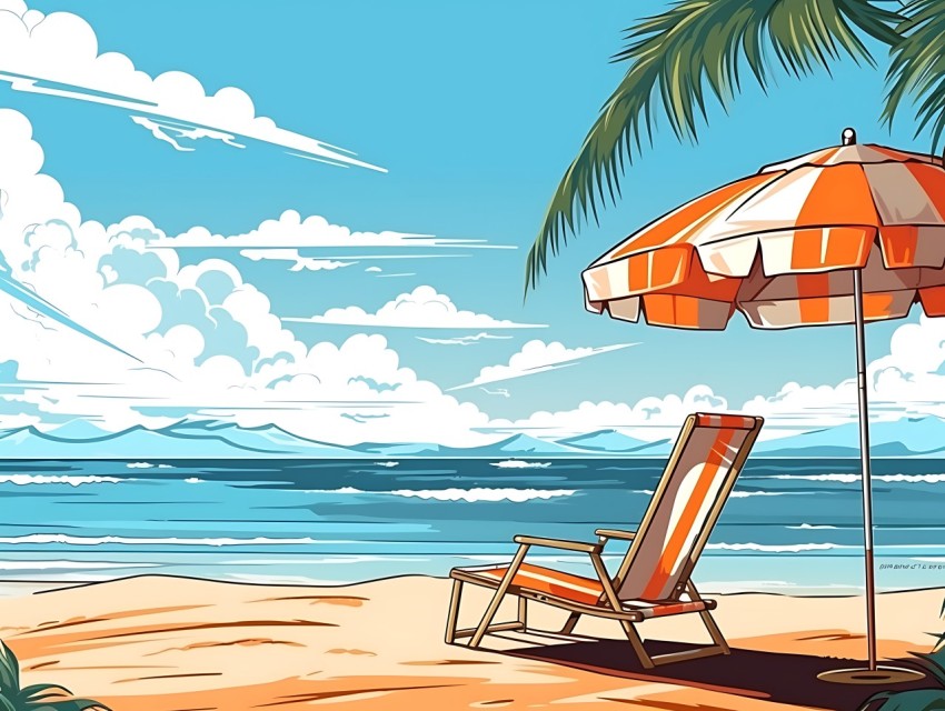 Beach Illustrations Pop Art Sea Vector Summer (319)