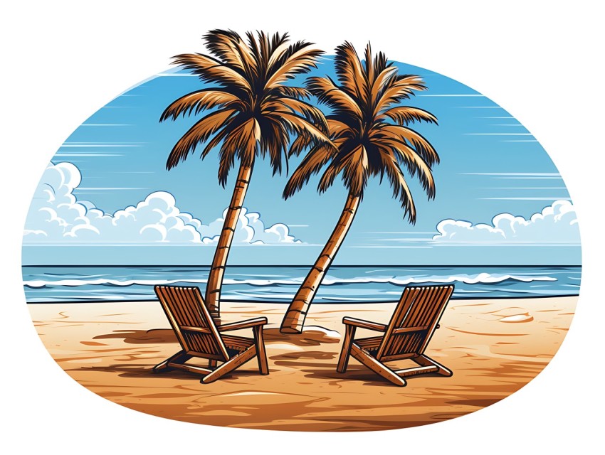 Beach Illustrations Pop Art Sea Vector Summer (303)