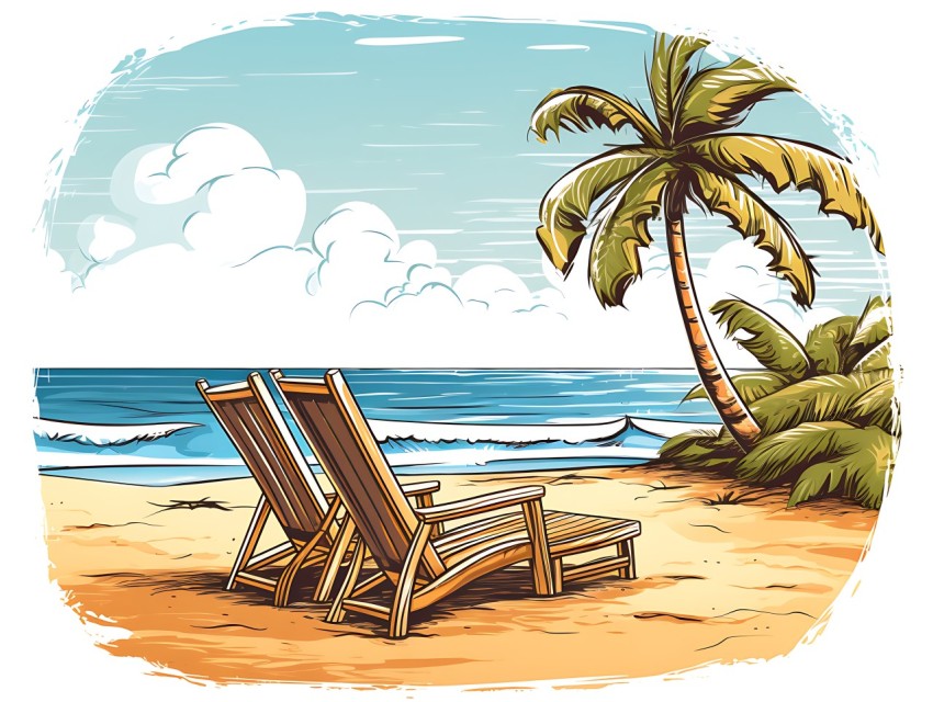 Beach Illustrations Pop Art Sea Vector Summer (322)