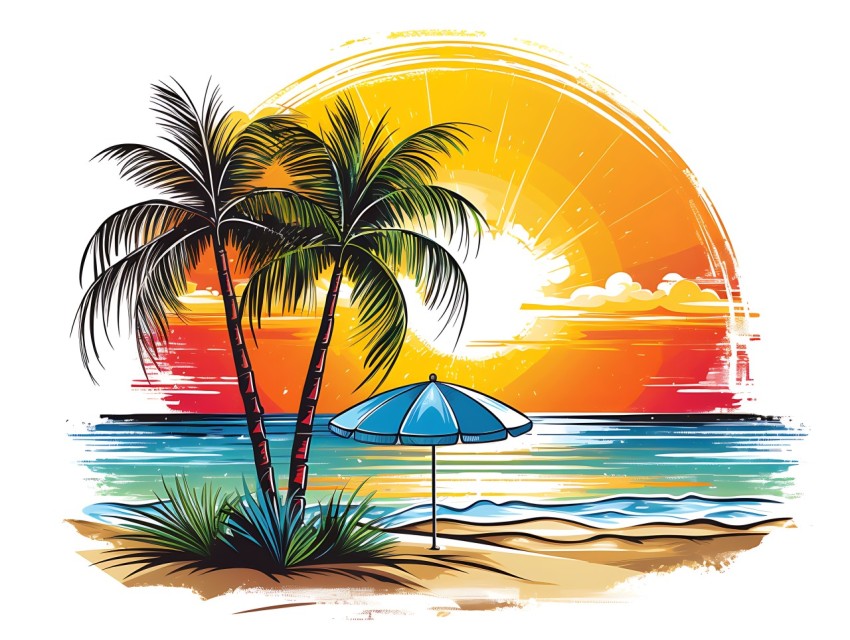 Beach Illustrations Pop Art Sea Vector Summer (349)