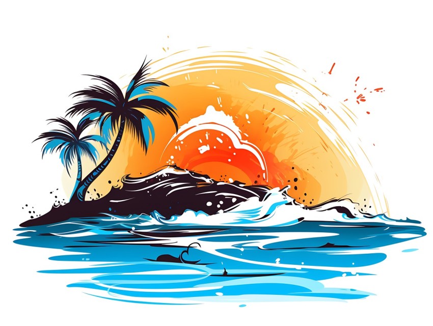 Beach Illustrations Pop Art Sea Vector Summer (352)