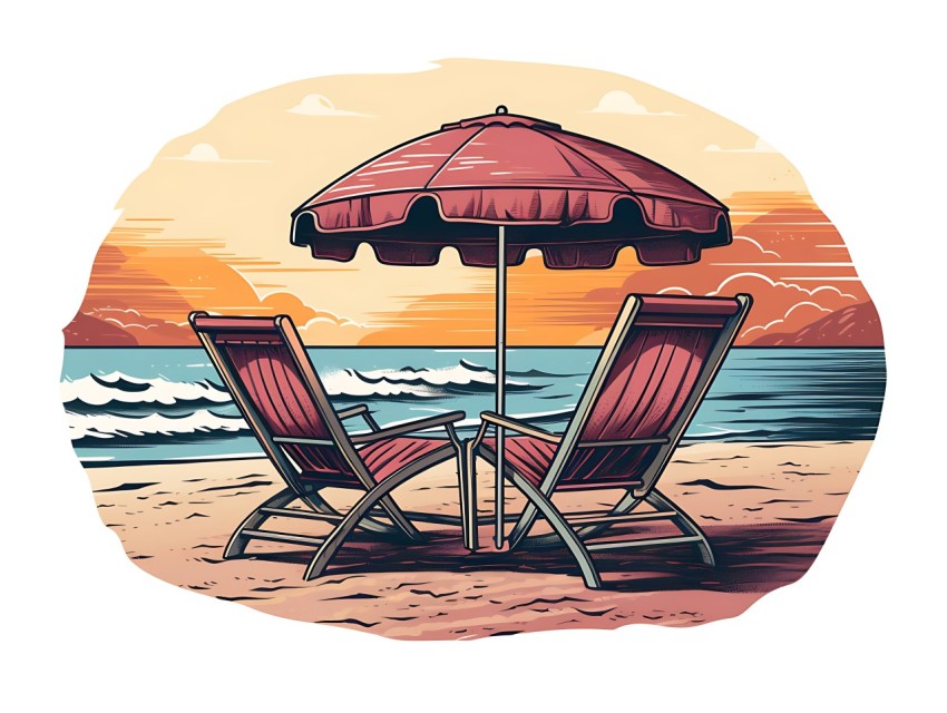 Beach Illustrations Pop Art Sea Vector Summer (388)