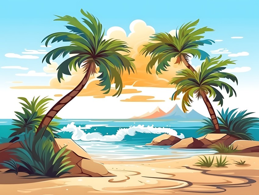Beach Illustrations Pop Art Sea Vector Summer (363)