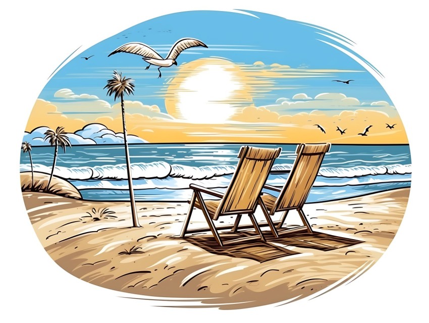 Beach Illustrations Pop Art Sea Vector Summer (397)