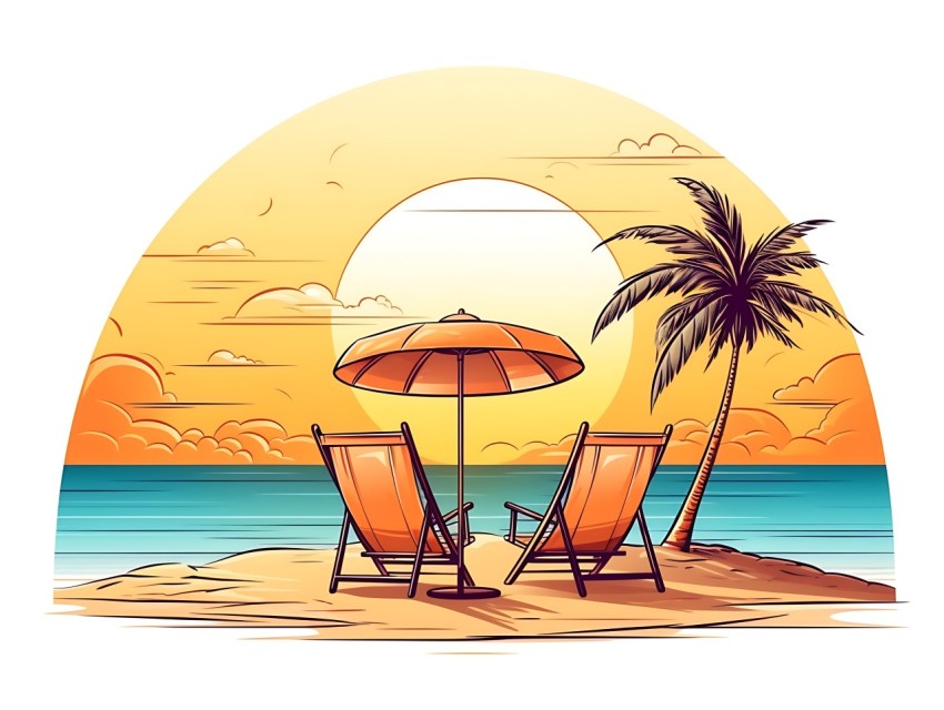 Beach Illustrations Pop Art Sea Vector Summer (419)