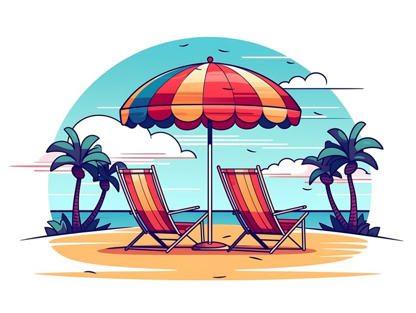 Beach Illustrations Pop Art Sea Vector Summer (405)