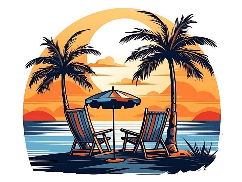 Beach Illustrations Pop Art Sea Vector Summer (404)