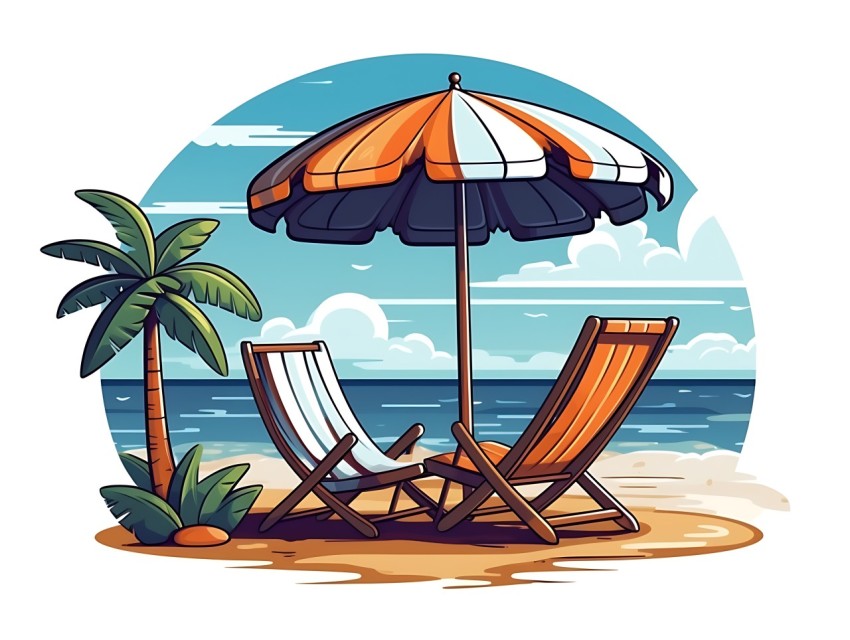 Beach Illustrations Pop Art Sea Vector Summer (439)