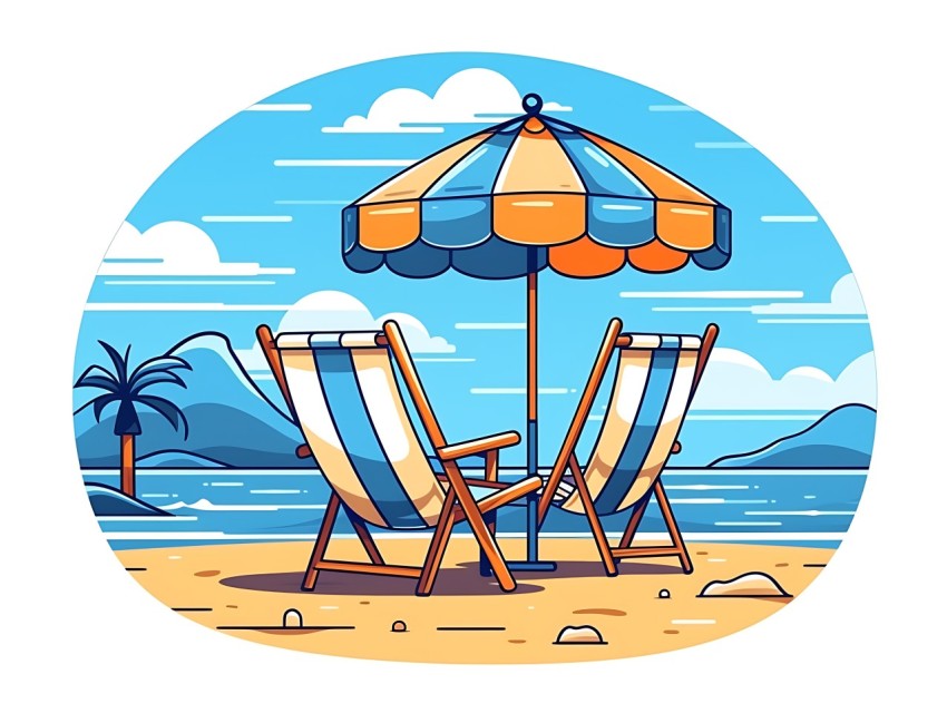 Beach Illustrations Pop Art Sea Vector Summer (420)