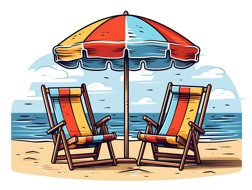 Beach Illustrations Pop Art Sea Vector Summer (413)