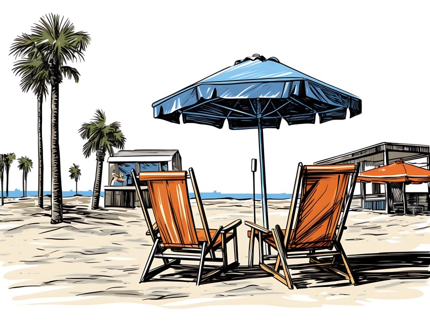Beach Illustrations Pop Art Sea Vector Summer (434)