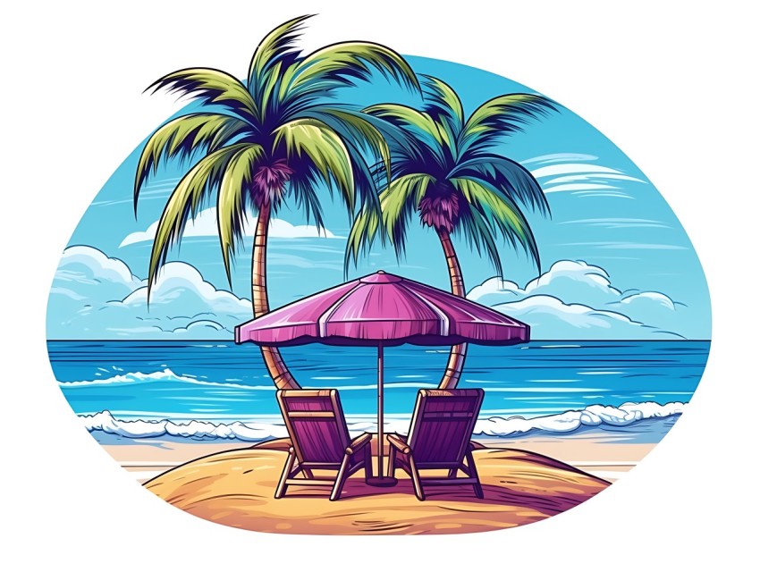 Beach Illustrations Pop Art Sea Vector Summer (449)