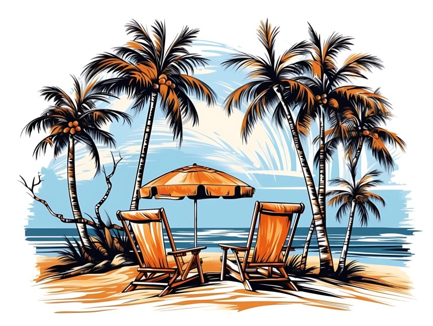 Beach Illustrations Pop Art Sea Vector Summer (432)