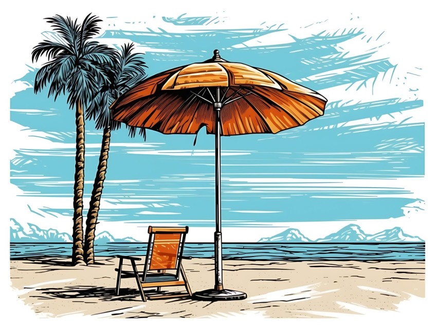 Beach Illustrations Pop Art Sea Vector Summer (415)