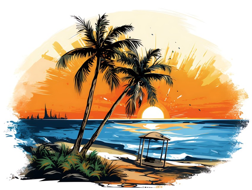Beach Illustrations Pop Art Sea Vector Summer (438)