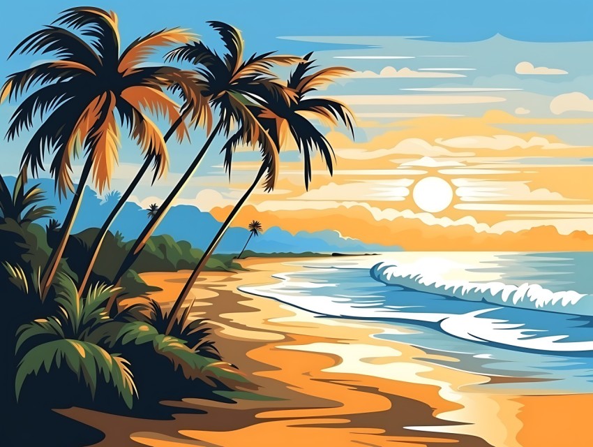 Beach Illustrations Pop Art Sea Vector Summer (436)