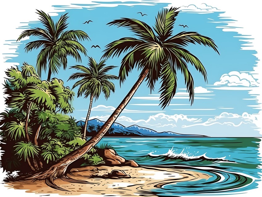 Beach Illustrations Pop Art Sea Vector Summer (441)