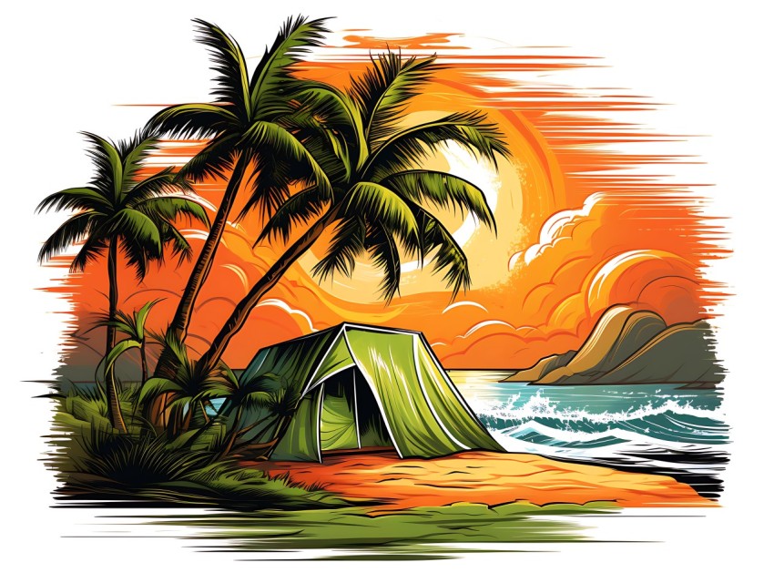 Beach Illustrations Pop Art Sea Vector Summer (407)
