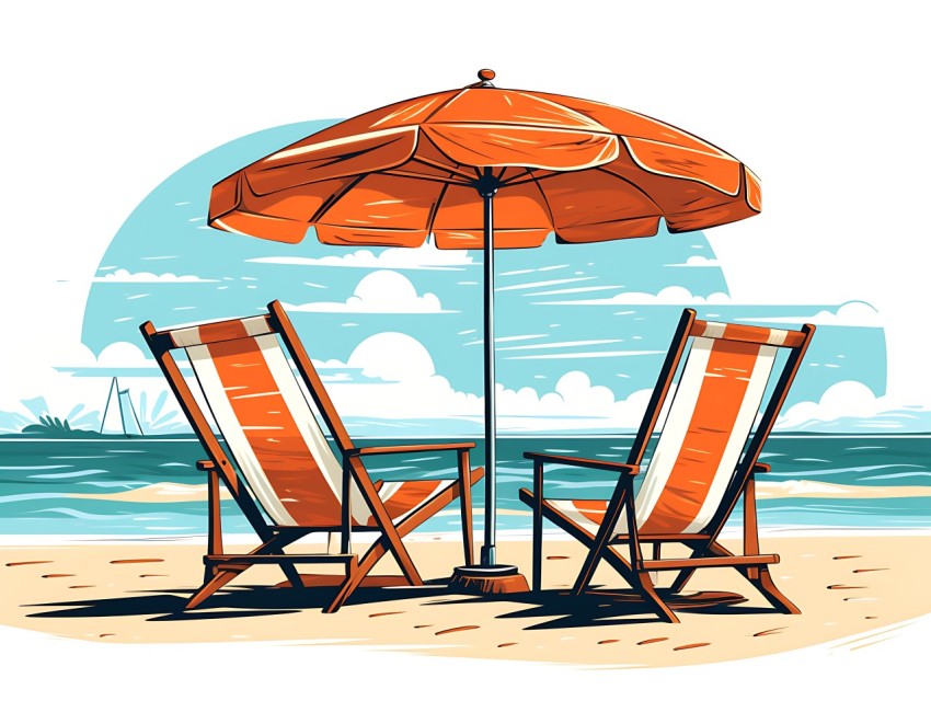 Beach Illustrations Pop Art Sea Vector Summer (451)