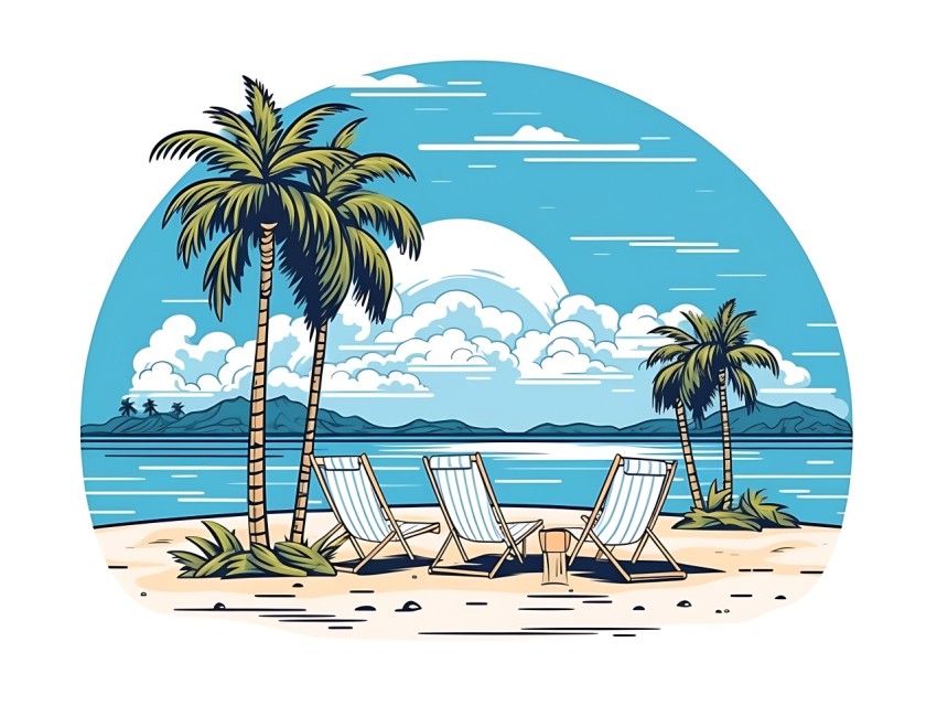 Beach Illustrations Pop Art Sea Vector Summer (480)
